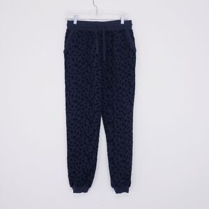 Alya Black Leopard Print Velvet Joggers Size Medium Sweatpants Pants All Black